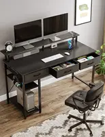Computer Desk with Power Outlets & LED Light, 47 inch Home Office Desk , Modern Work Desk for Home Office, Carbon Black 2