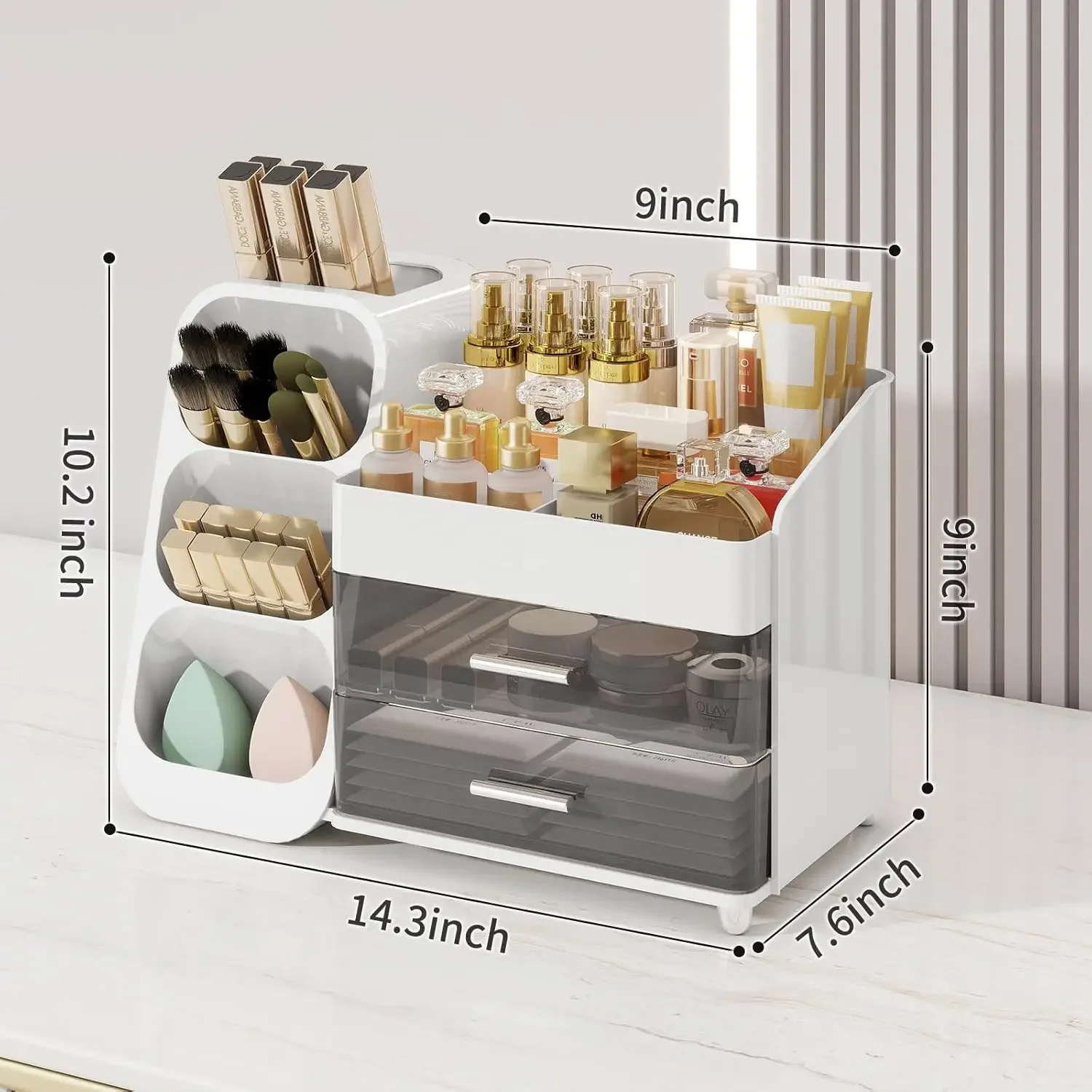 Makeup Organizer with Drawers for Vanity, Make Up Storage Kit, Spacious Cosmetic Display Case, Perfect Storage Solution 6