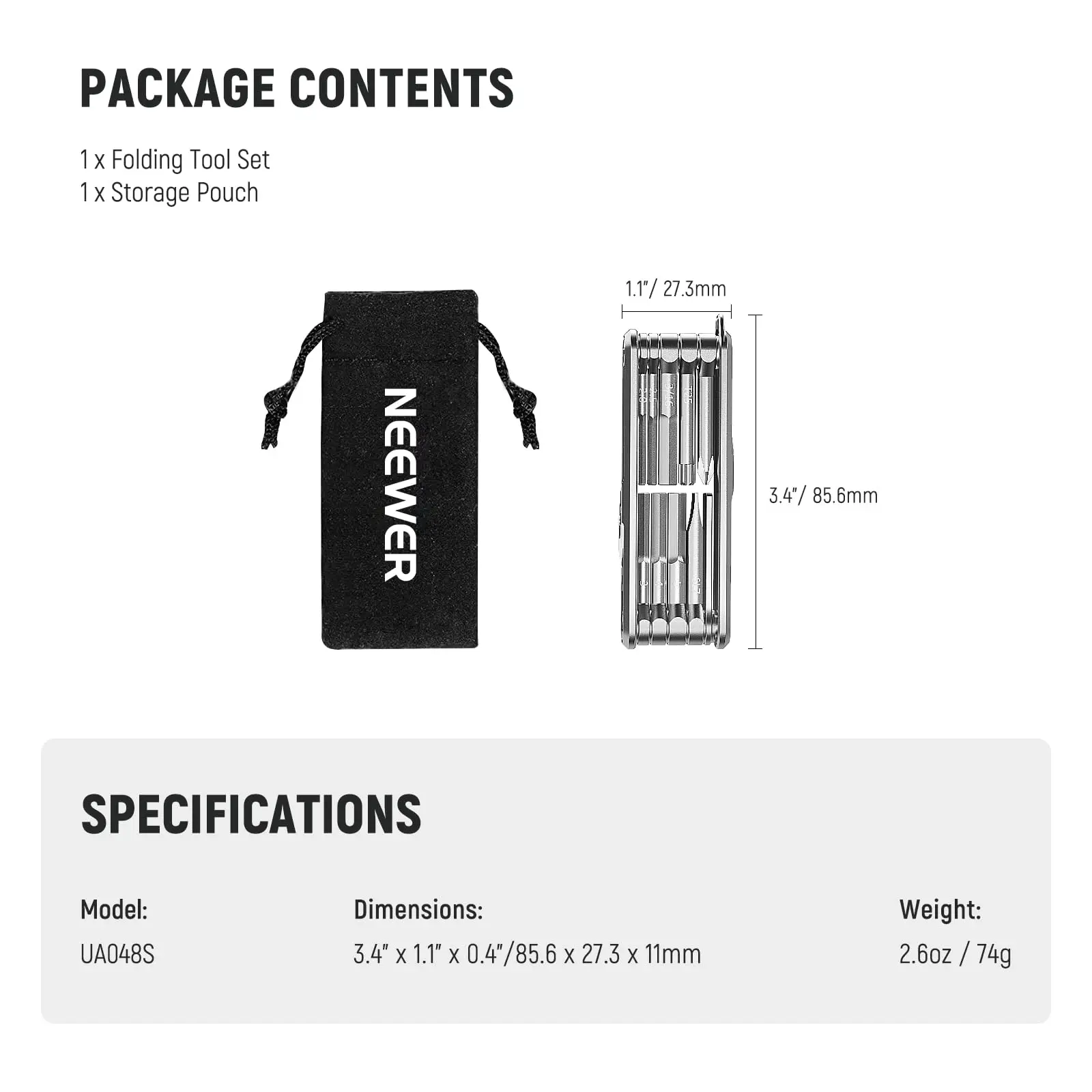 NEEWER 10 in 1 다기능 접이식 스크루드라이버 공구 세트 (스크루드라이버 4개, 육각렌치 6개 포함) 소형 촬영 장비 케이지용 포켓 공구