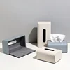 Rectangle Leather Tissue Box Creative Woven Grid Imitation Leather Extractable Tissue Box Home Bedroom Living Room Decoration 1