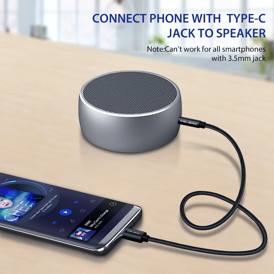 Universal USB Type-C to 3.5mm Audio Adapter Cable for Headphones and Speakers