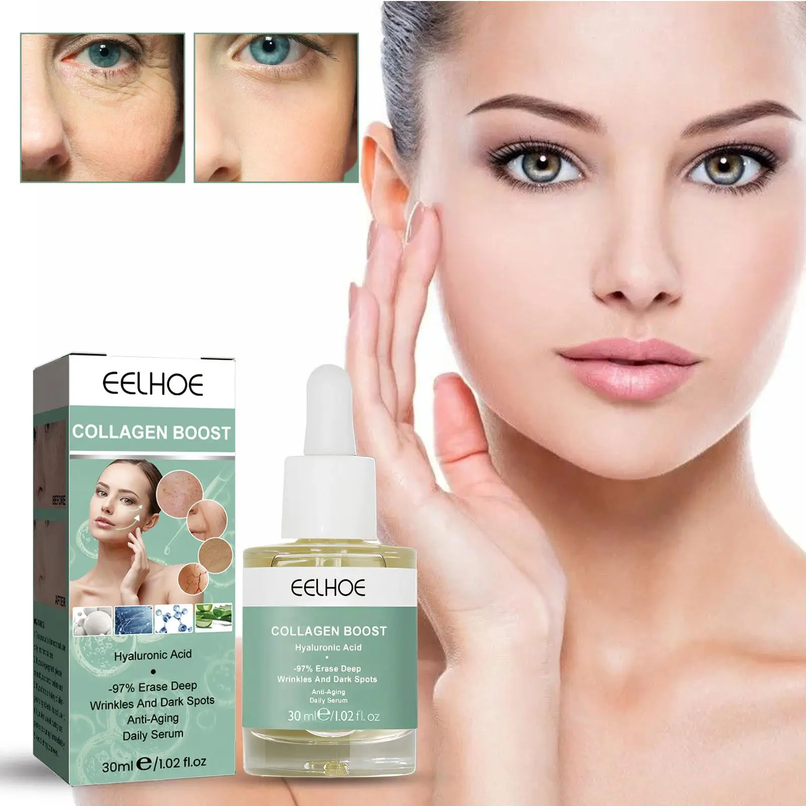 1/2PCS Advanced Collagen Boost Face Serum Brightening Collagen Moisturizing Face Essence Fade Fine Lines Face Lifting Skin Care