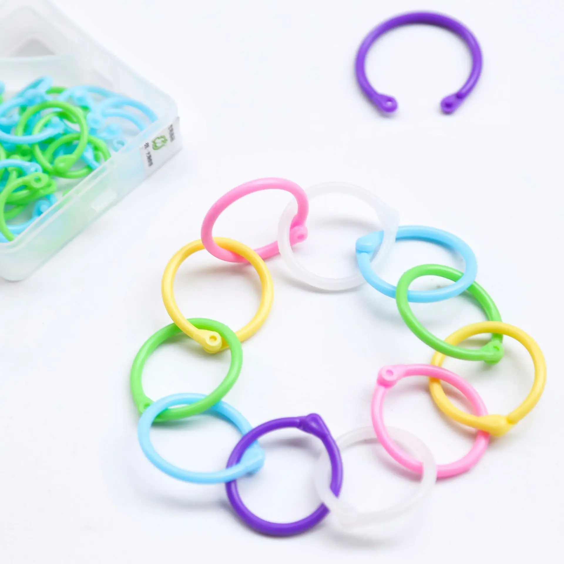 10pcs 15/24/30mm Colorful Loose Leaf Binder Rings Plastic Small Split for Notebook Scrapbooking Album Calendar Book Binding