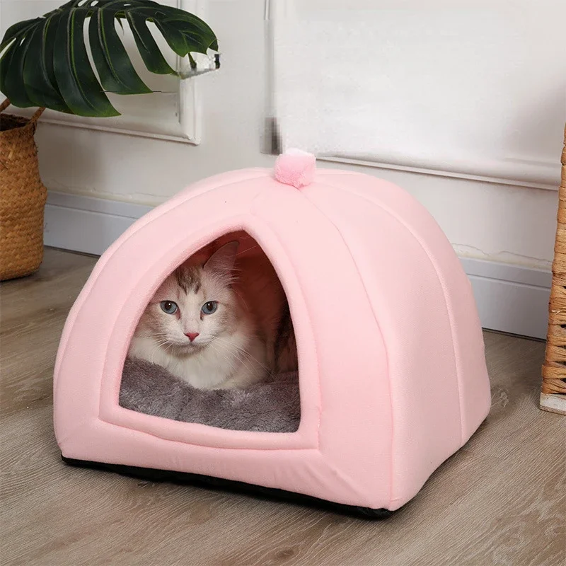 

Soft Cat Bed Warm Semi-Enclosed Cat House Kennel for Small Dogs Cats Deep Sleep Pet Basket Cozy Kitten Lounger Cat Accessories