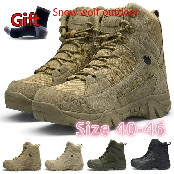 

2021 Military Tactical Boots Waterproof Breathable Leather Trekking Hiking Boots Male Ankle shoes Mountain Climbing