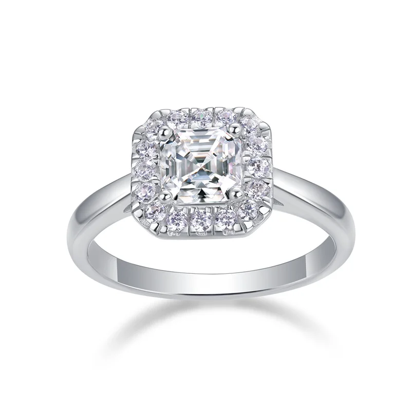 

Authentic S925 Sterling Silver Original Moissanite Women Ring 1 Carat with GRA Certificate Square Shape Fine Jewelry Gift