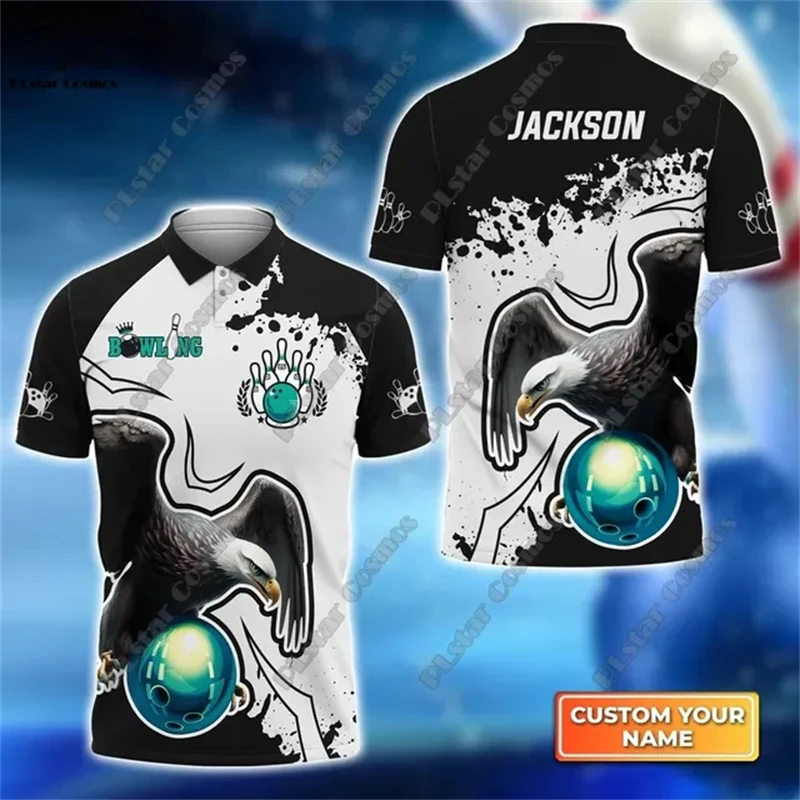 2024 Men's New Casual Bowling Customized Name 3D POLO Shirt Summer Flip Collar Button T-shirt Unisex Gift Indoor Sports Series 13 S6f57acf619c84f11972a56783acca886P