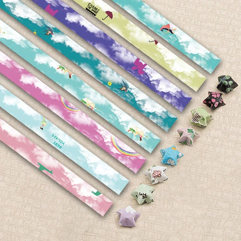 Colorful Origami Star Paper Strips