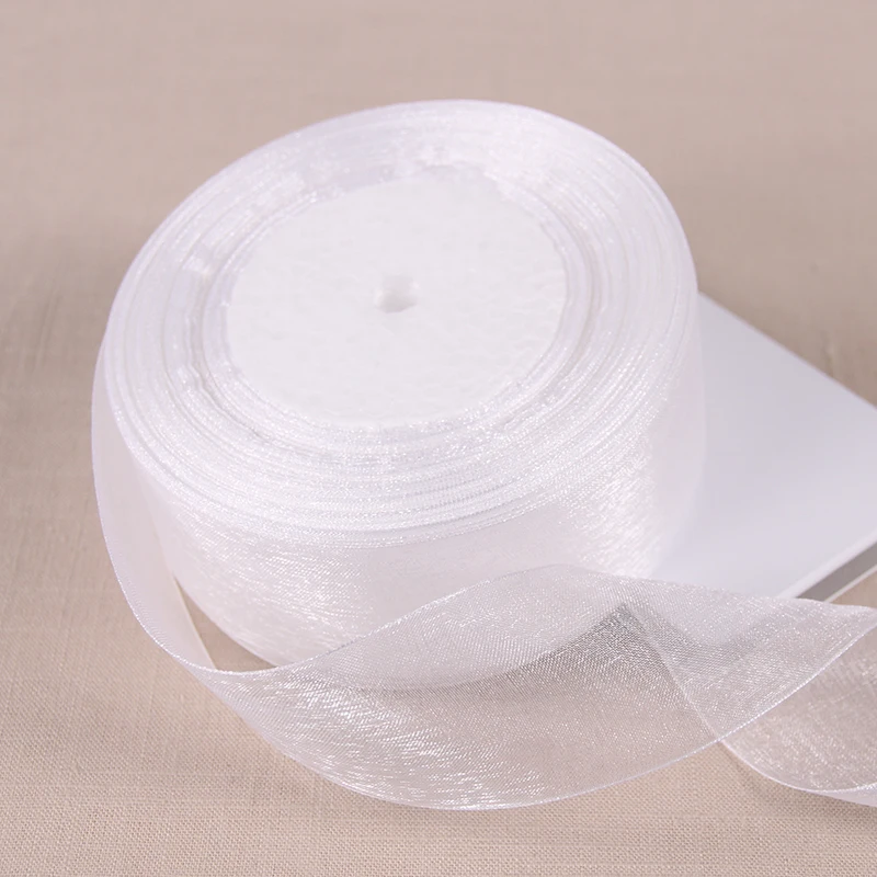 White Organza Ribbon for DIY Crafts and Gift Wrapping - 50 Yards Roll