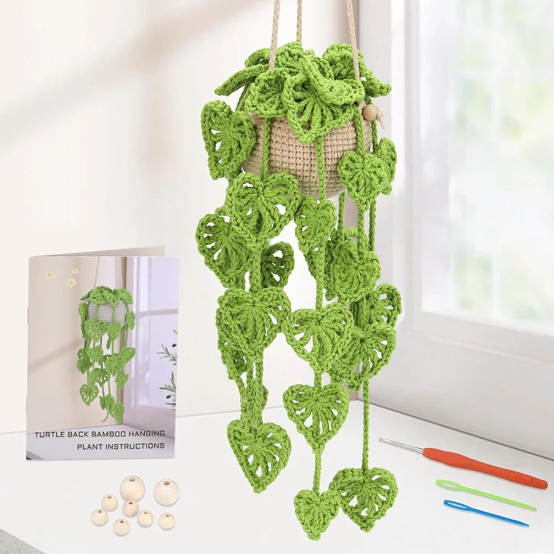 BUDDUR Hanging Basket Crochet Knitting Kit With Instruction And Cotton Yarn Thread DIY Non-finished Materials Package Set