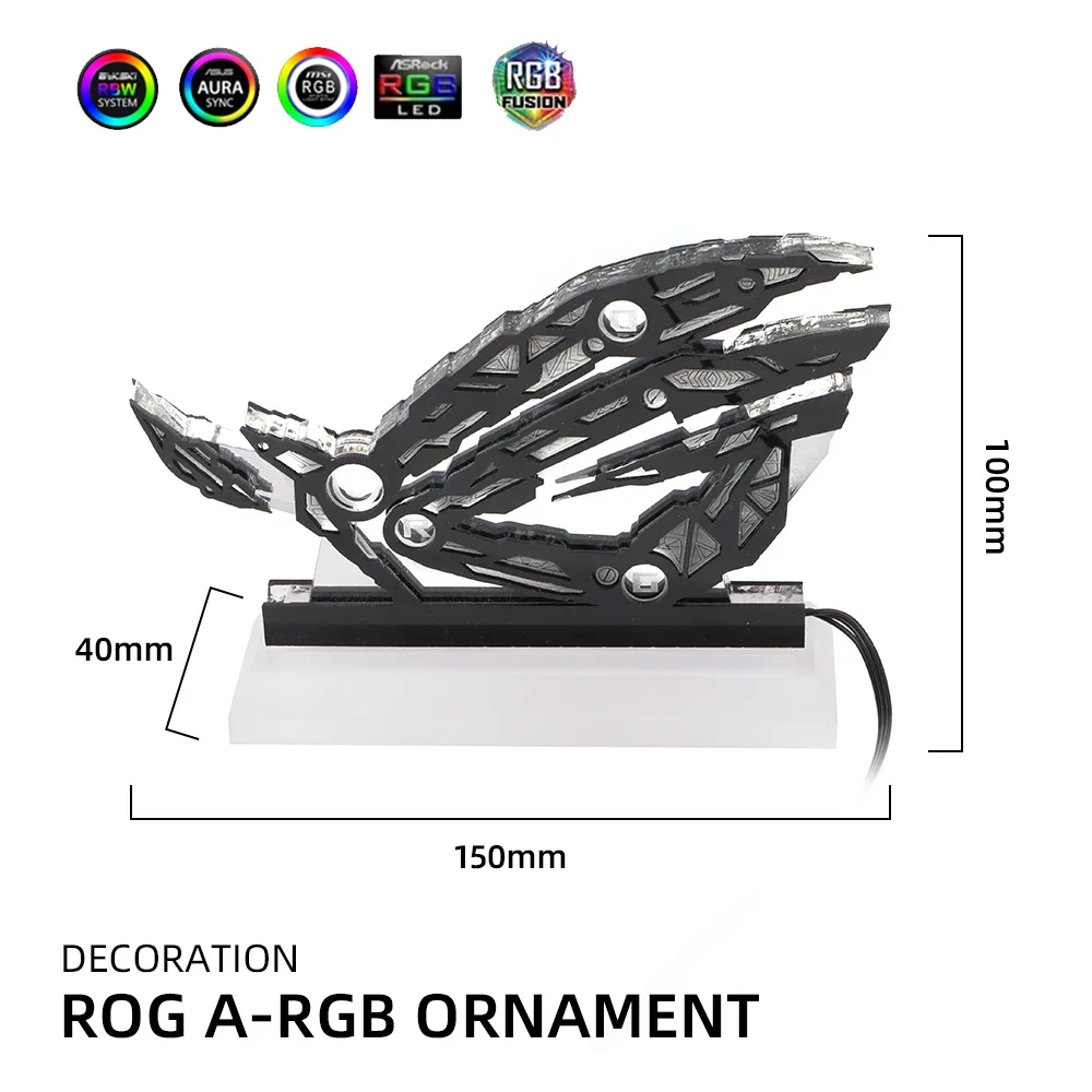 Base de Iluminação Acrílica Rog para Gabinete Gamer Iluminação Arco-íris República dos Gamers Figura Rog Ornamentos de Crença Led 5v 3pin Aura Sync - Imagem 3