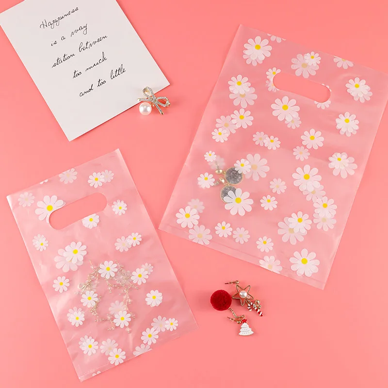 25pcs/lot Small Plastic Bag for Jewelry/Earrings/Scarf/Socks Little Daisy Wedding Gift Bags Mini Packaging Bags for Business