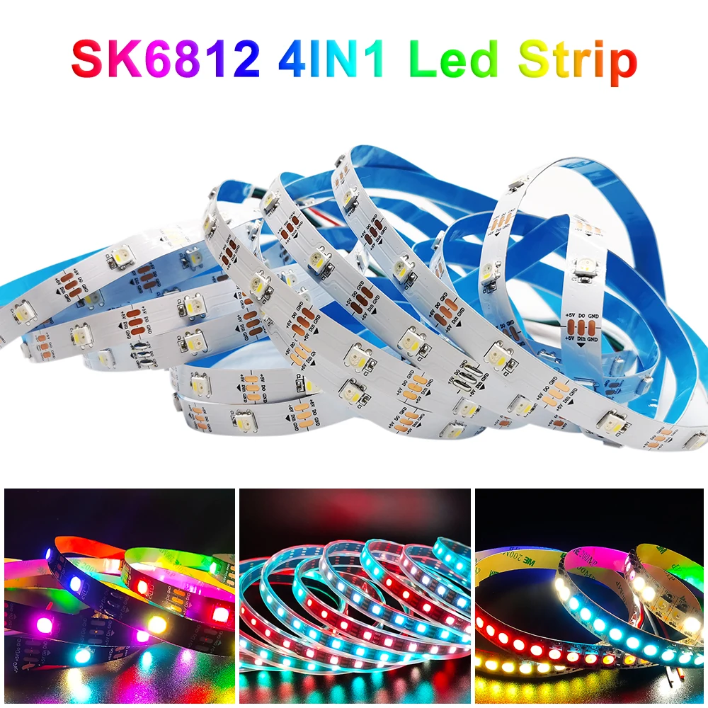 

DC5V SK6812 RGBW RGBWW 4 in 1Led Strip Light 30/60/144Leds/Pixels/m Individual Addressable IC Similar WS2812B IP30/IP65/IP67