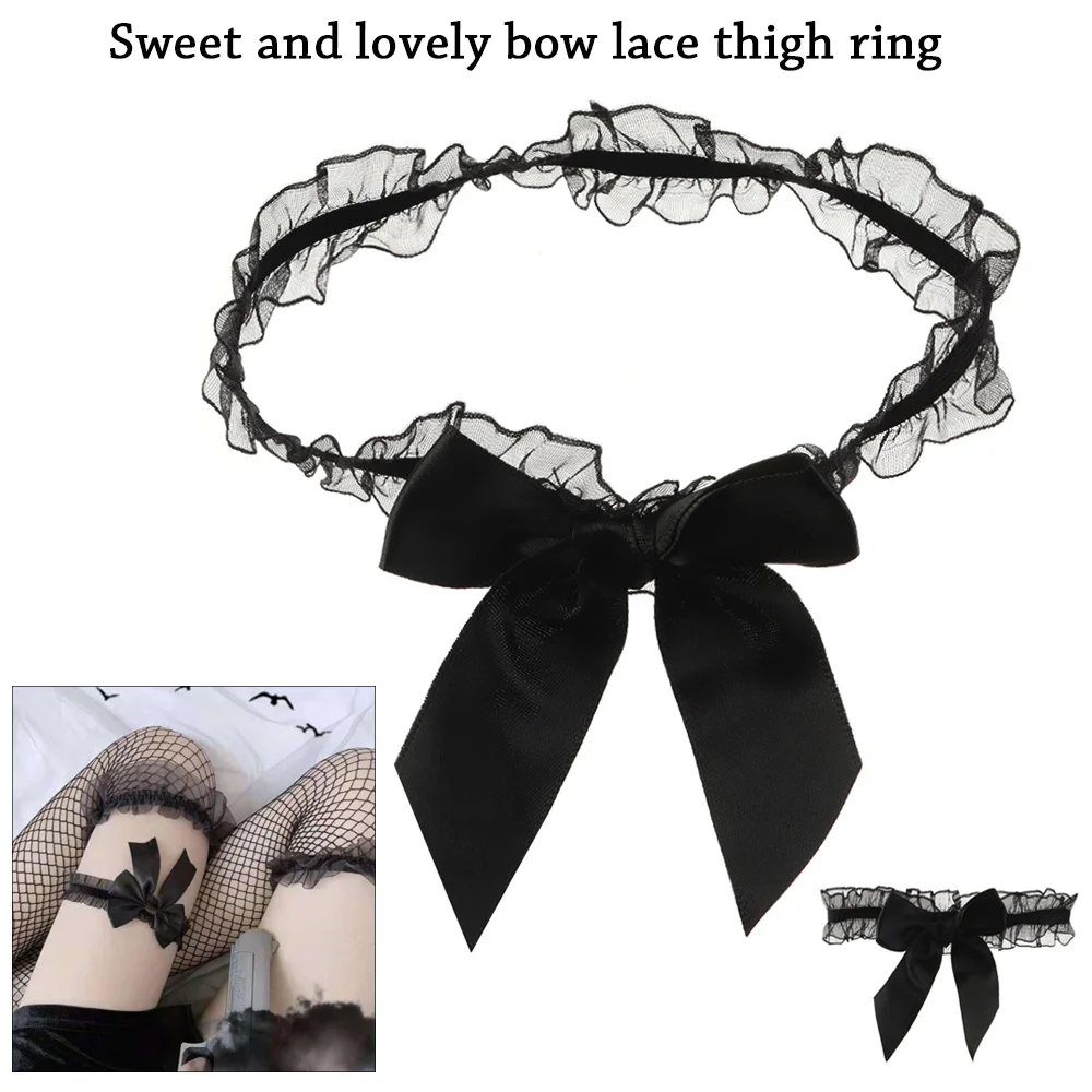 Garter Belt Womens Sexy Lace Bowknot Elastic Leg Ring Stocking Suspender Bride Cosplay Party Accessories 1PC