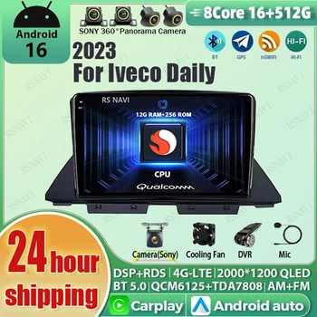Autoradio Android 16 Carplay Auto Qualcomm con schermo QLED 2K per Iveco Daily 2023, GPS, stereo, Bluetooth, Wi-Fi, navigazione multimediale