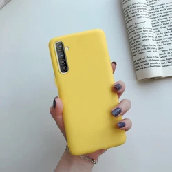 Cute Candy Color Soft Silicon TPU Matte Back Phone Case Cover Coque Bumper for Realme X2 (Yellow)
