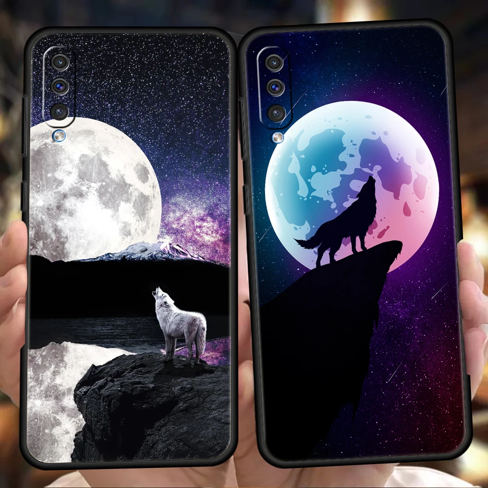Custodia Per Telefono Moon Roaring Wolf Per Samsung Galaxy A12 A02 A03 A03S A52 A70 A50 A20 A10 A10S A40 4G Borsa A Conchiglia In Silicone Di Lusso