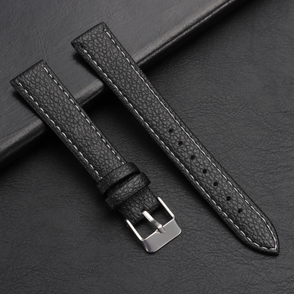 Slim Vintage Cowhide Leather Watch Strap - Ultra-Thin Waterproof Band