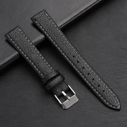 Slim Vintage Cowhide Leather Watch Strap - Ultra - Thin Waterproof Band - 16mm (Black)