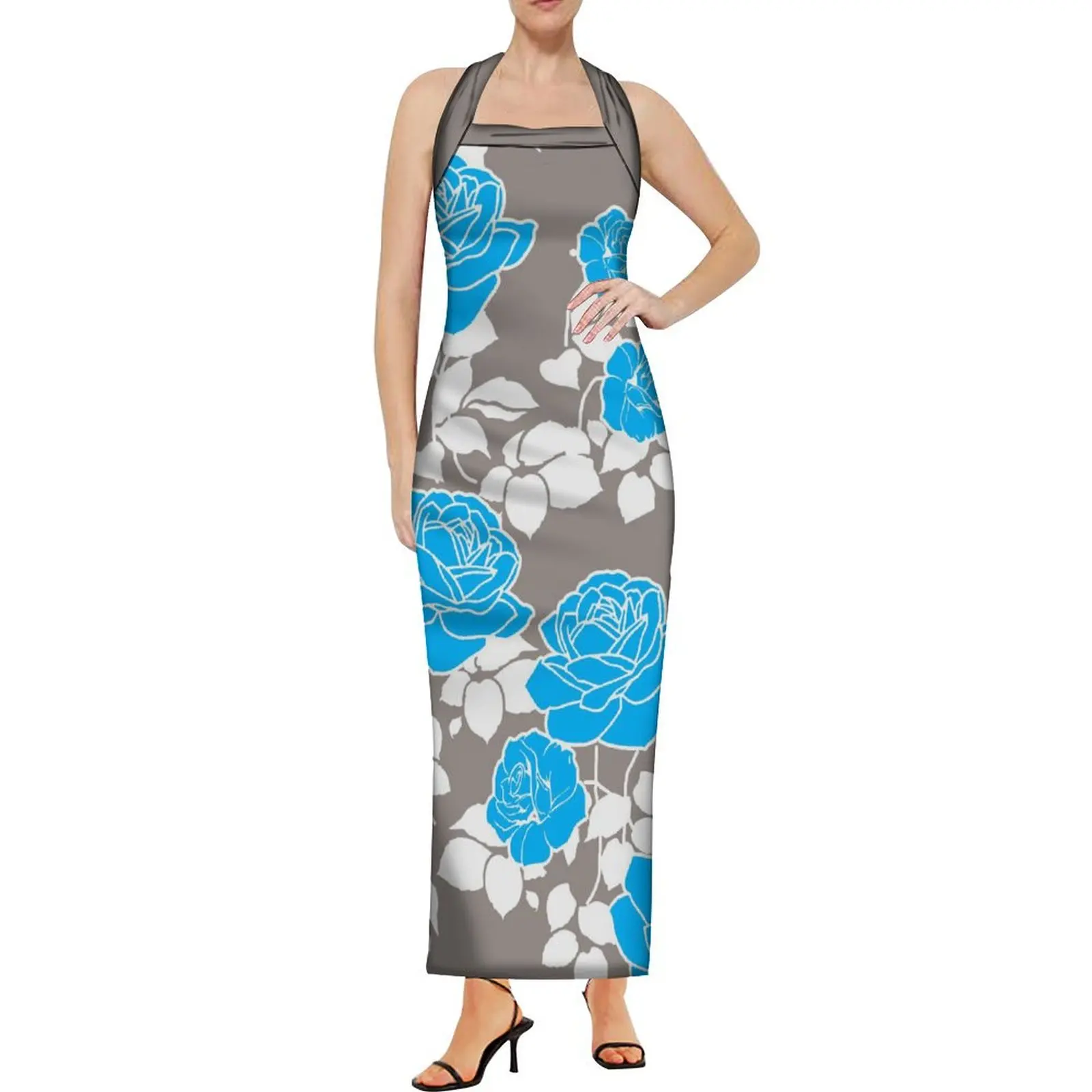 

New Design Fashion Halter Dress Polynesian Tribe Custom Sexy Tight Dress Hawaiian Vacation Dress Free Shipping