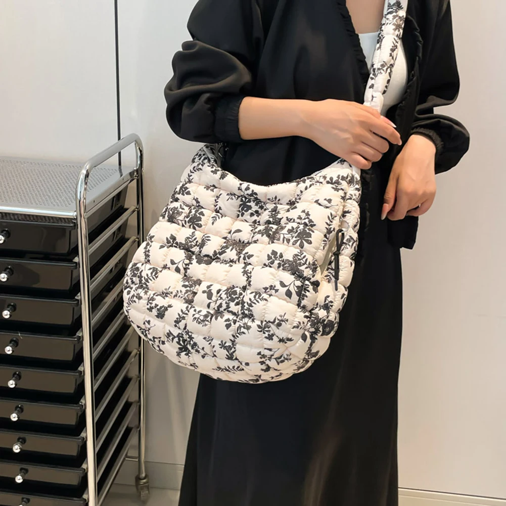 Women Puffer Bubble Tote Bag Large Soft Quilted Puffy Crossbody Bags Lightweight Casual Hobo Handbags Work Travel Shoulder Bag