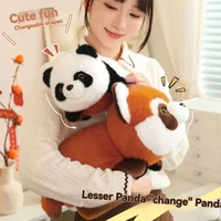 Double-Sided Flip Panda Toy Red Panda Transform Plush Doll 2-in-1 Raccoon Flip Change Transform Panda Soft Pillow Children Gifts 1