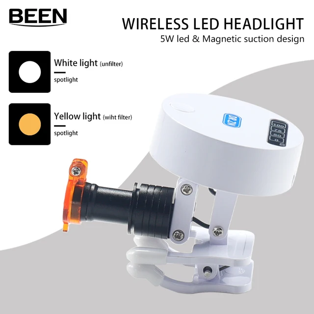 Magnetic suction quick change type 5W LED Headlight Headlamp Clip Type Dental Oral Cavity Lamp For Dental Magnifying Glass