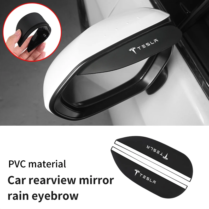2Pcs Car Mirror Rain Protector Pvc Specchietto Retrovisore Copertura Antipioggia Per Tesla Model 3 Y S X 2021 Roadster Cybertruck Juguete