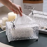 Crystal Pattern Tissue Box Household Living Room Coffee Table Light Luxury Suction Paper Box Wall Hanging Bathroom Tissue Box 1