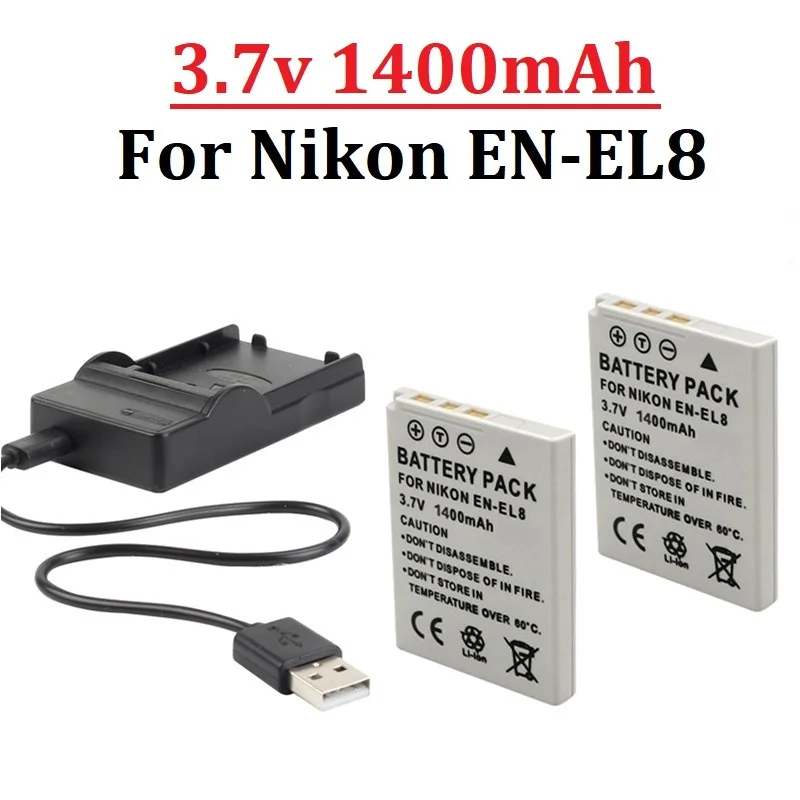 Bateria da Câmera El8 Enel8 1400mah En-el8 Apto para Nikon Coolpix p1 p2 l1 l2 s1 s2 s3 s4 s5 s6 s7 S7c s8 s9 S51 S50 S52