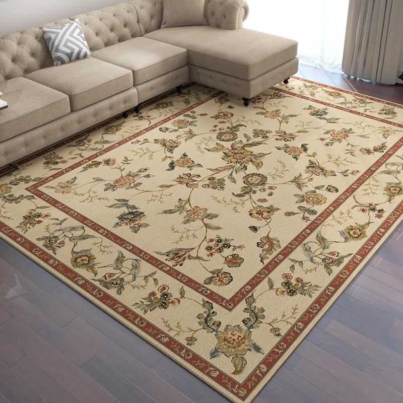 Retro Type Flower Carpet Luxury Large Area Living Room Carpets Comfortable Refreshing Bedroom Rug Art Home Aesthetic Rugs Tapete