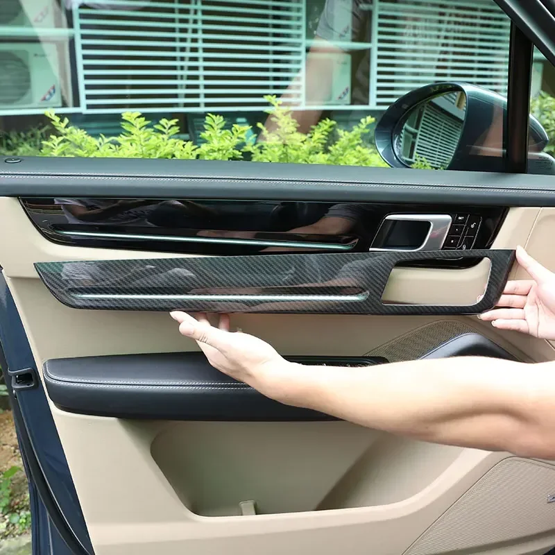

For Porsche Cayenne 2018-2023 Real Carbon Fiber Car Door Inner Door Panel Cover Trim Stickers Car Accessories
