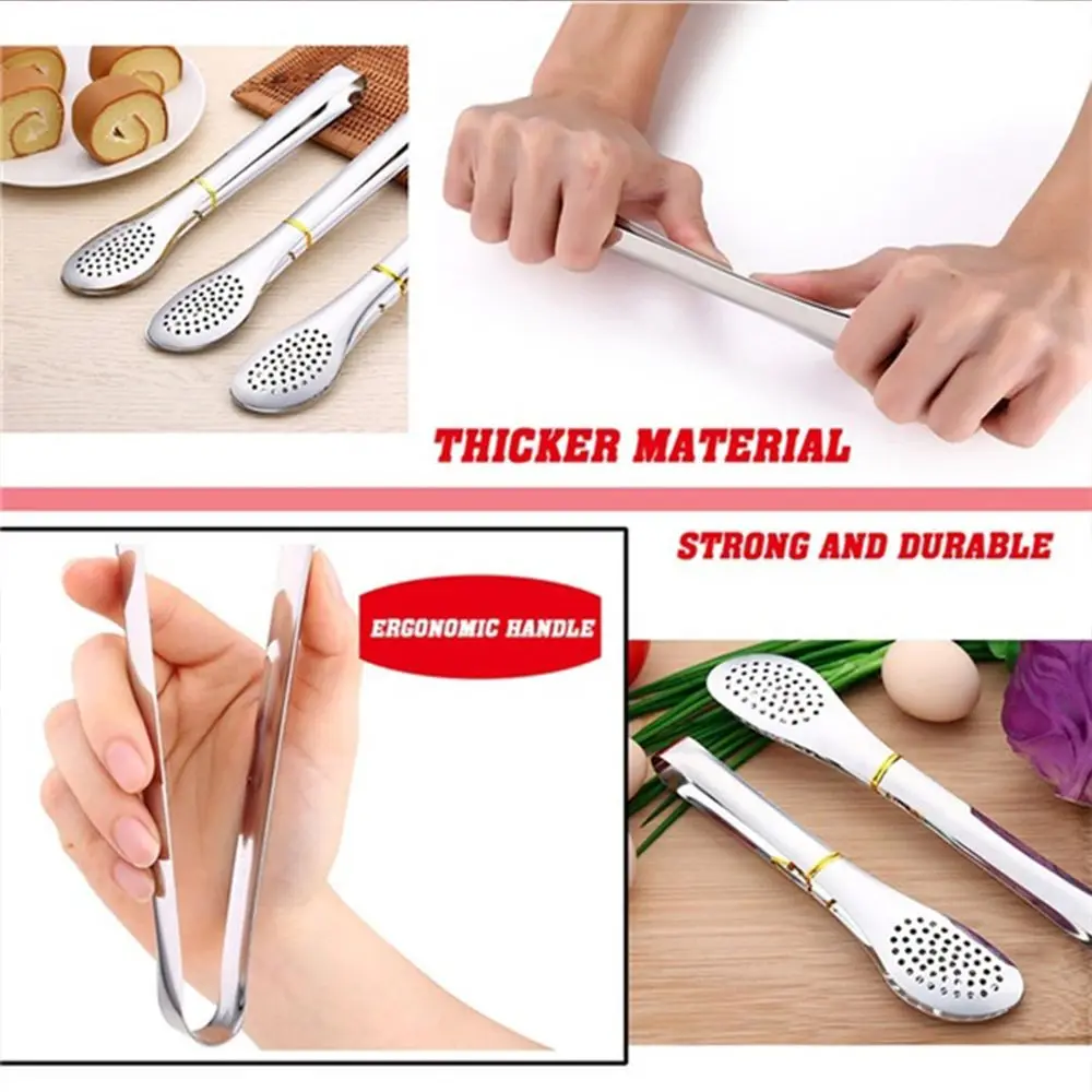 Food Tongs Multifunction Stainless Steel Food Tongs Non-stick BBQ Kitchen Cooking For Cake Steak Serving Utensil Kitchen Tools