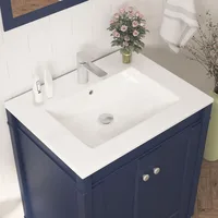 Bathroom Sink Compact Ceramic Vessel Sink for Bathroom With Overflow - Ideal for Small Spaces White Countertop Furniture Fixture 1