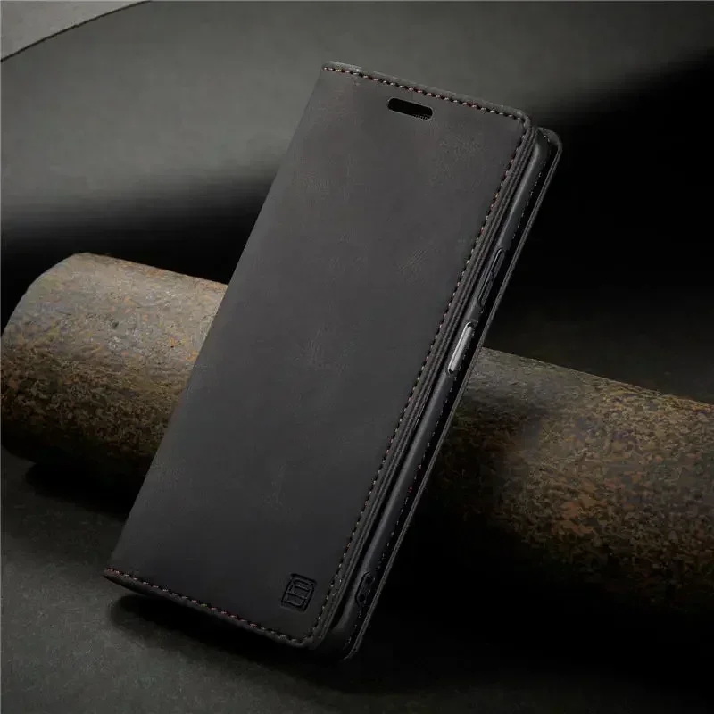 RFID Leather Flip Magnetic Wallet Case - Premium Protection with Elegant Design