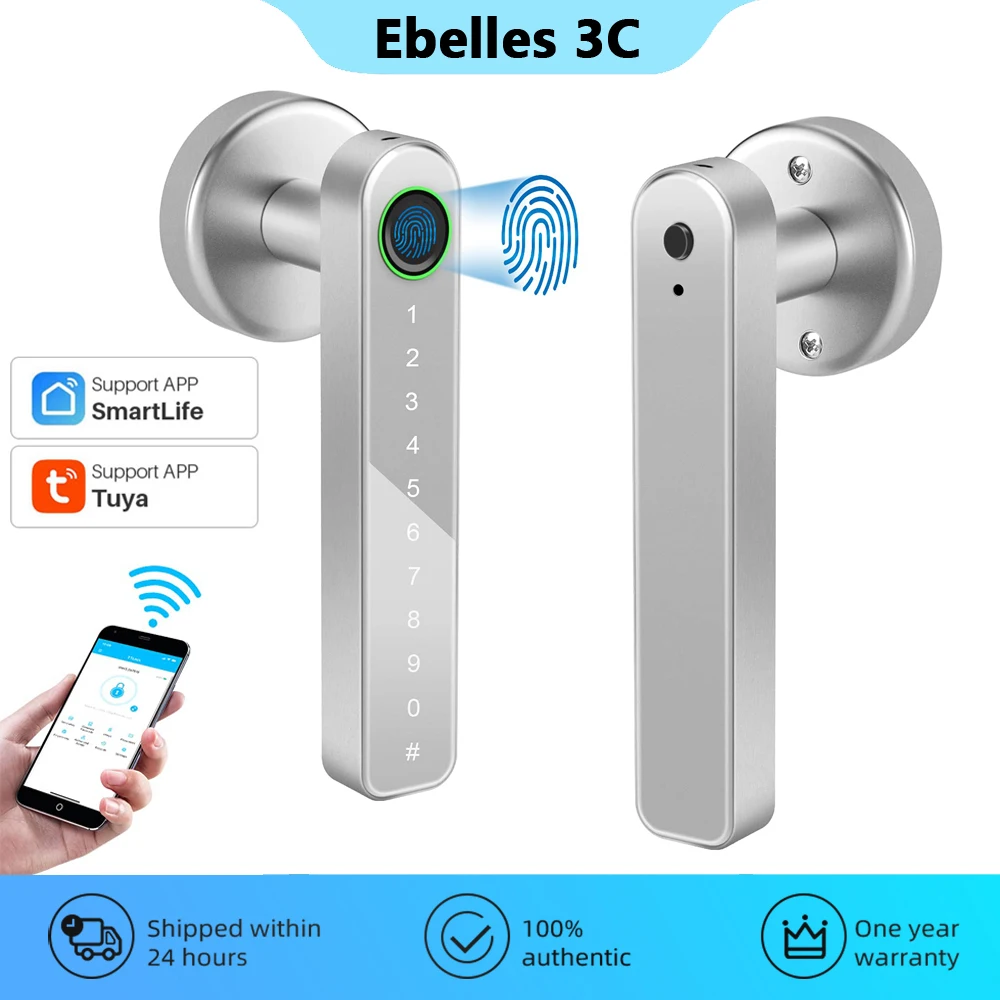 

Tuya Smart Door Lock Bluetooth Digital Electronic Fingerprint Lock House Security Protection Door Knob Keyless APP Unlock