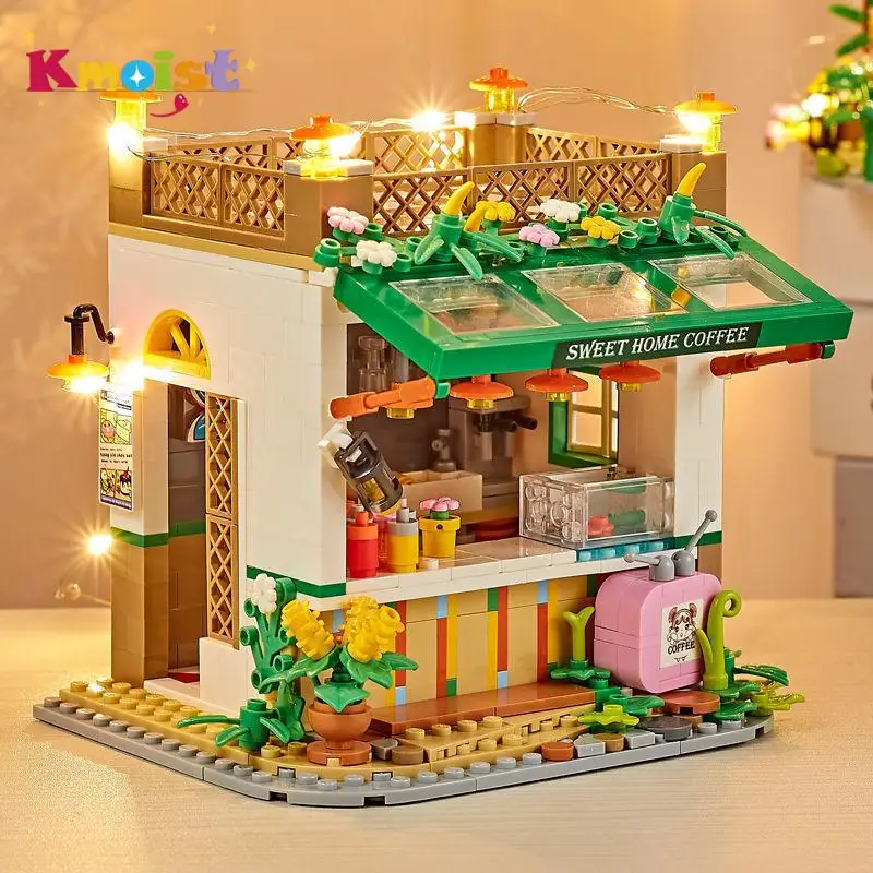 

Town Series Plastic Material Building Block Coffee House Flower House Studio Assembled Bricks Blocks Toys Kids Gifts Home Decor