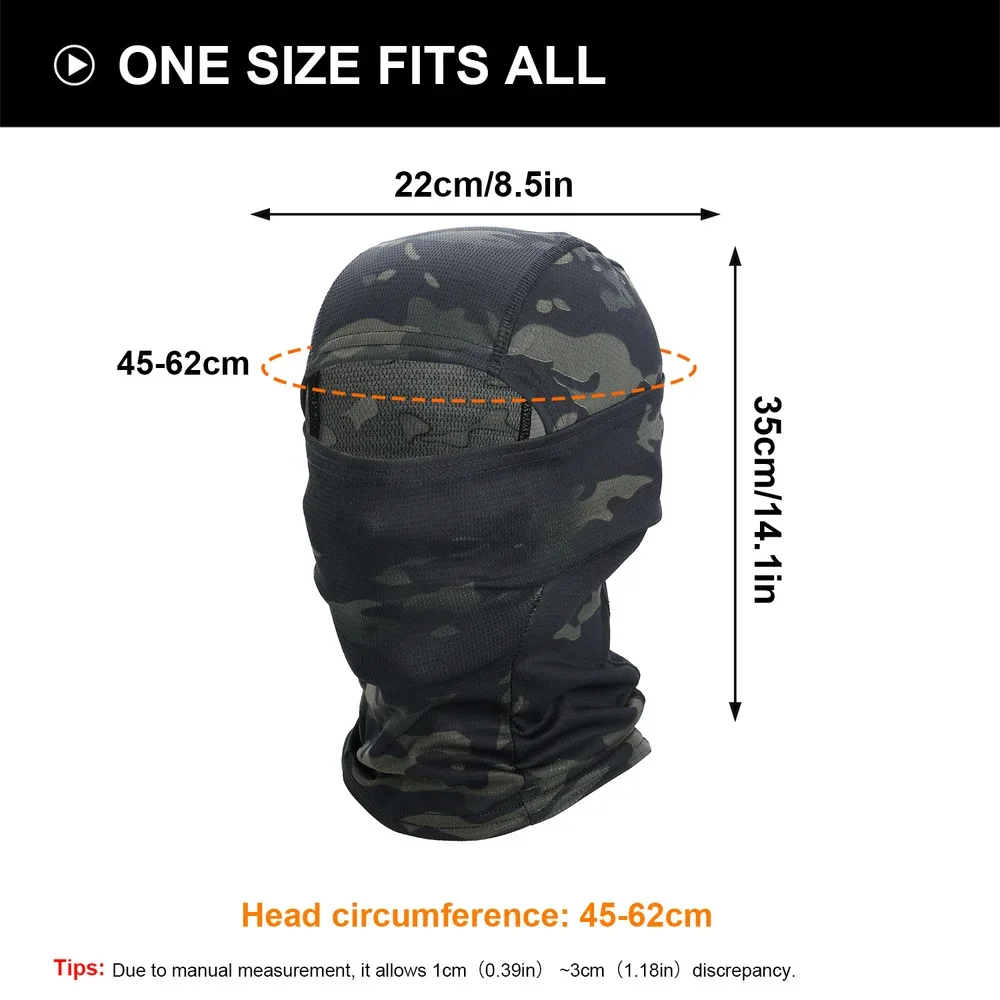Balaclava Mask Multicam Camouflage Quick-dry Mask Balaclava Tactical Airsoft Paintball Bicycle Neck Hat Cover Liner Full Face Cover Men Women