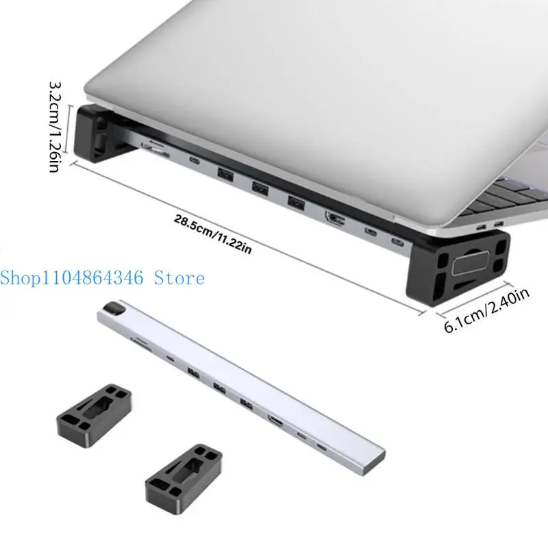 5asd Essential 9포트 USB C 어댑터 도킹 스테이션 PD100W, 더블 카드 리더기 및 이더넷 1000M으로 생산성 향상