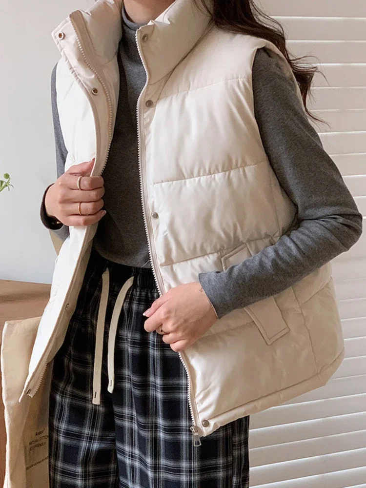 

Fitaylor новый осенне-зимний женский Повседневный хлопковый жилет на молнии с отложным воротником Женская модная Толстая теплая куртка без рукавов верхняя одежда