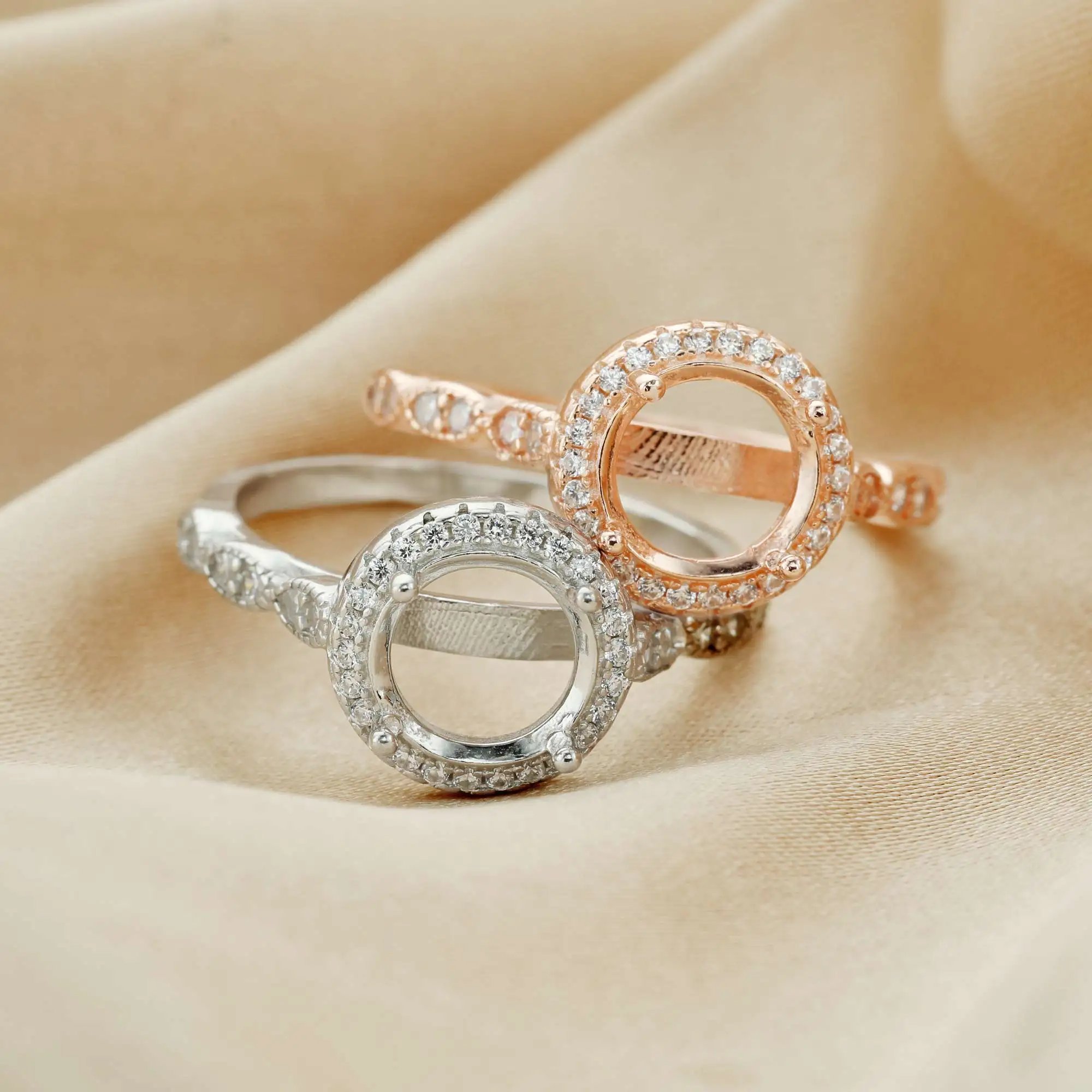 Anello Toppa Oro 14k, Argento E Rosette Di Diamanti - Foto 2