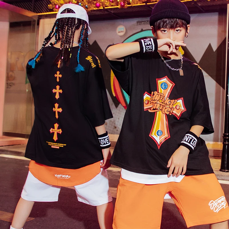 Ropa de baile para niñas, pantalones cortos de manga de Hip Hop, trajes de de Jazz para niños, ropa baile callejero DQS9731 - AliExpress Mobile