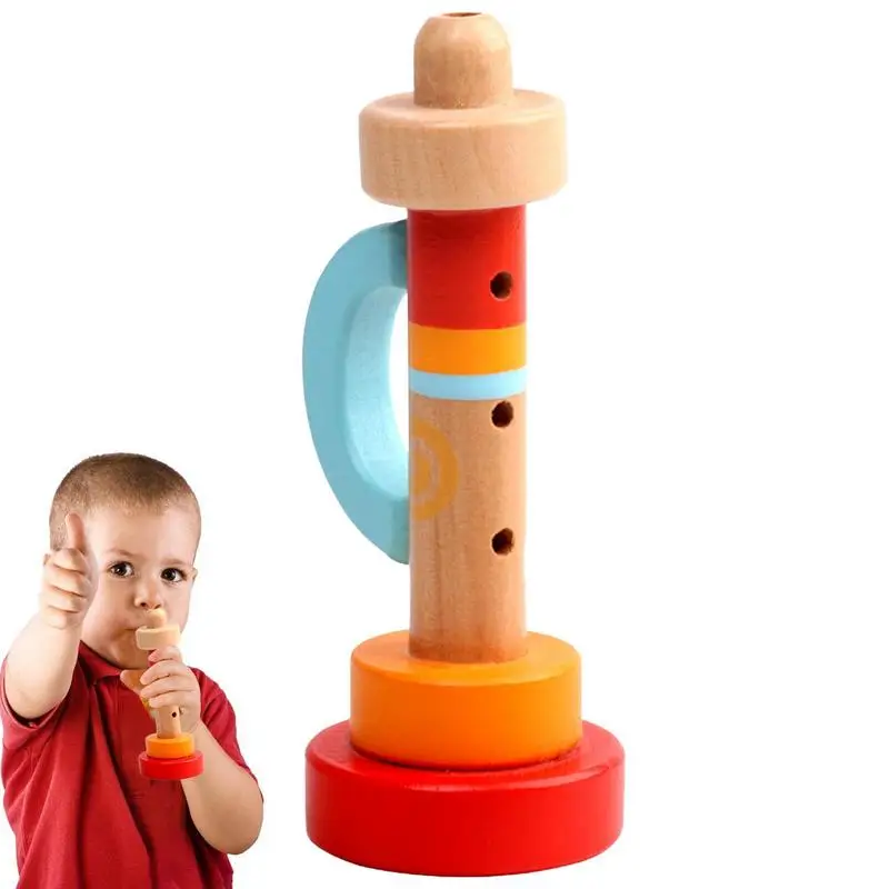 Wooden Trumpet Toy Kid Flute Musical Instrument Small Recorders Wooden Piccolo Flute Learning