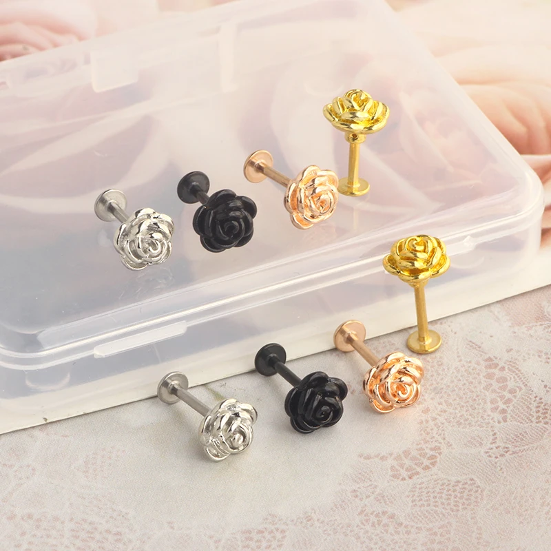 16G 6MM 8MM Stainless Steel Piercing Studs Labret Bars Lip Studs Helix Cartilage Conch Forward Earrings Studs Piercing Jewelry