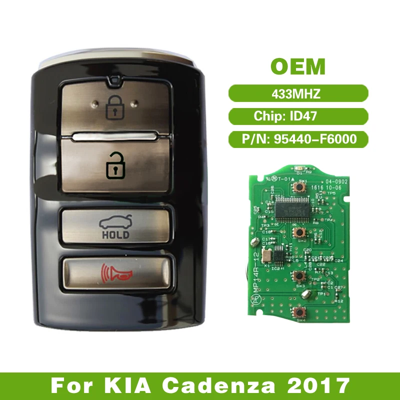 Tanie CN051031 oryginał dla KIA Cadenza 2017 inteligentny klucz zdalny 4 przycisk 433MHz