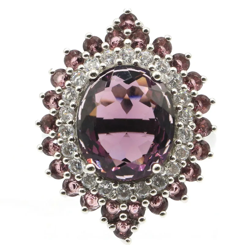 

925 SOLID STERLING SILVER Ring Princess Stunning Cut Purple Amethyst Rich Blue Aquamarine White CZ Gift For Mother Daily Wear