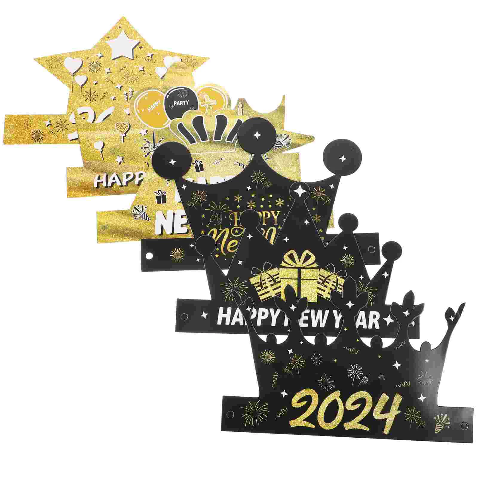

Happy New Year Paper Hat Paper Photo Booth Props New Year's Eve Party Decoration Christmas Supplies King Crown