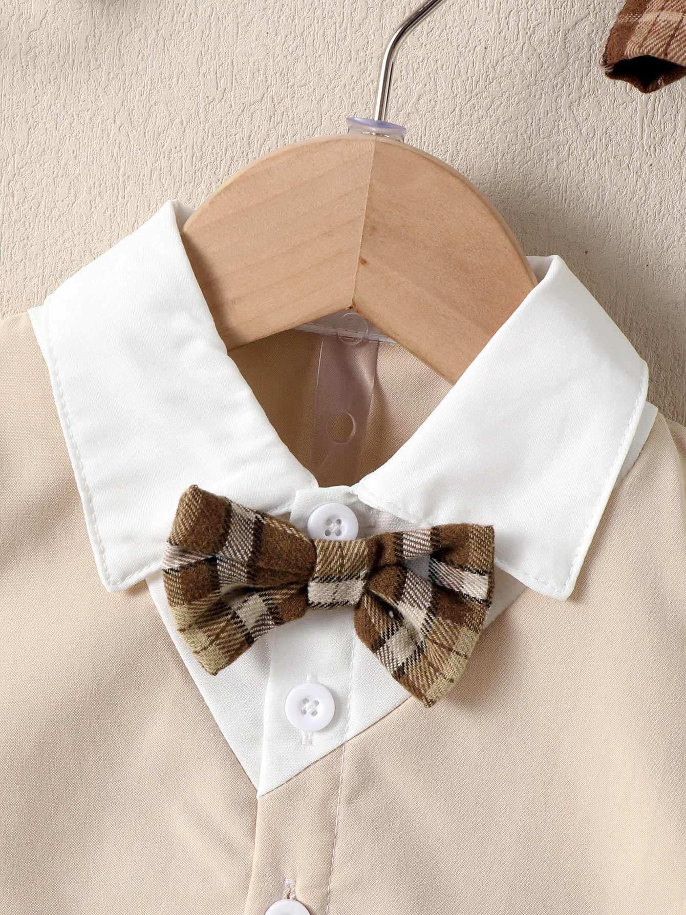 Toddler Baby Boy Summer 3PCS Suit Short Sleeve All-In-One Shirt & Waistcoat + Plaid Shorts + Beret Hat for 0-3Y Newborn Wearing 3