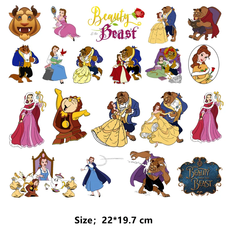 Disney BEAUT AND THE BEAST patch Patches for clothes DIY clothes for children Thermo-stickers heat transfer stickers clothing patches