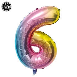 Large 32 - Inch Multicolor Number 9 Balloon - As picture shows (PURPLE)